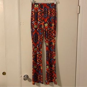 NWT Kendall & Kylie shear psychedelic flare bottom pants size SMALL